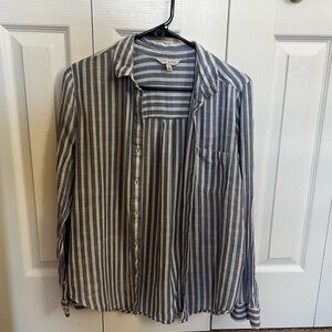 Lucky Brand Striped Blue and White Button Up Shirt